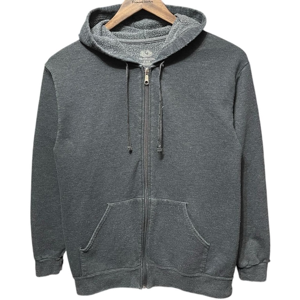 plain blank dark gray blue long sleeve full zip casual winter sweatshirt hoodie